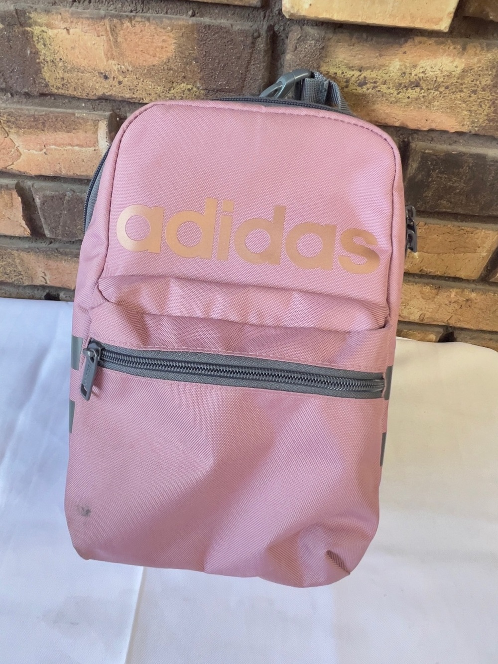 adidas Pink Mini Crossbody Backpack with Front Zip